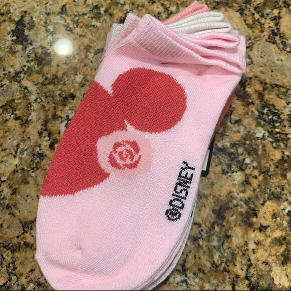 Disney Minnie Mouse Pink & White Socks 6 Pair Low Cut - Picture 8 of 8
